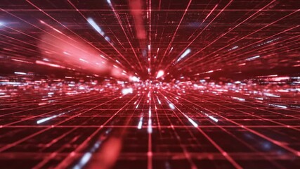 Abstract red digital data stream network visualization - Powered by Adobe