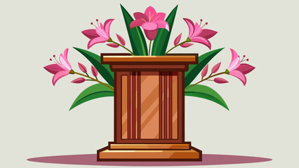 Elegant podium with pink lilies