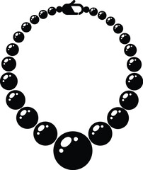 Fototapeta premium Black beaded necklace illustration a stylish accessory on transparent background silhouette