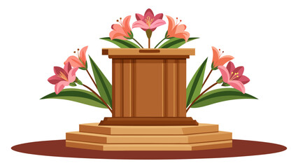 Flower-adorned pedestal