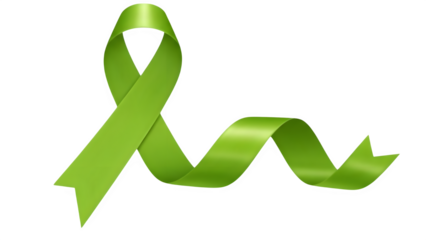 Lime Green Awareness Ribbon Symbol with Flowing Silk Tail
