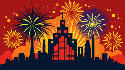 Vibrant cityscape celebration