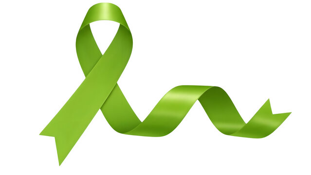 Lime Green Awareness Ribbon Symbol with Flowing Silk Tail - Powered by Adobe