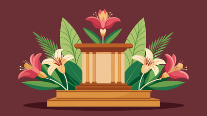 Floral pedestal with lilies