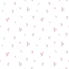 Naklejka premium Seamless Watercolor Floral Pattern with Delicate Spring Flowers and Green Leaves