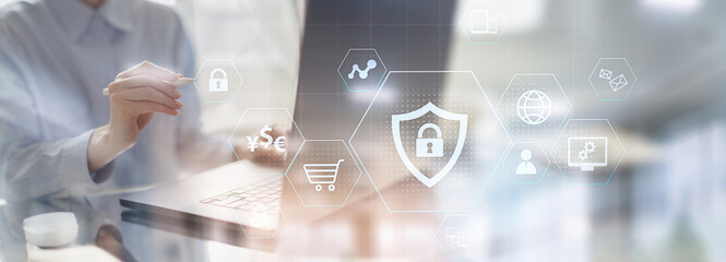 Data Security and Encryption in Digital Transactions. Business and Technology concept.