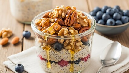 Healthy Breakfast with Nuts and Berries.