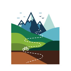 Mountain Biking Adventure Path Illustration.