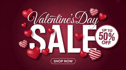 Valentines day sale promotional banner illustration