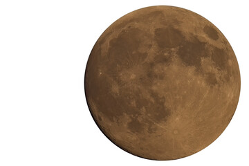 Fast Vollmond als freigestelltes Himmelsobjekt mit sichtbarer Mondoberfl&auml;che