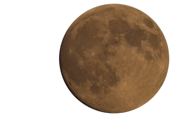 Fast Vollmond als freigestelltes Himmelsobjekt mit sichtbarer Mondoberfläche