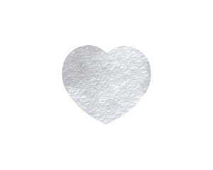 Fototapeta premium Metallic silver heart shape with realistic foil texture isolated on white. Luxury element for romantic designs and holiday greetings