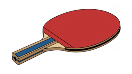 Red ping pong paddle isolated table tennis isolated on a transparent background