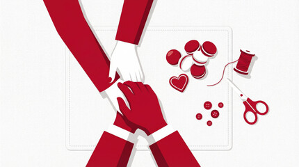 Person Sewing Heart Embroidery on Fabric