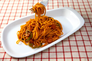 家庭で作ったナポリタンスパゲッティ