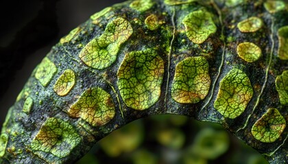 Ultra-Realistic Extreme Close-Up of Leaf Veins, Moss and Fern Spores with Cellular Detail