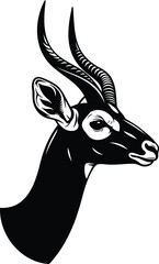 Black antelope head illustration with majestic horns