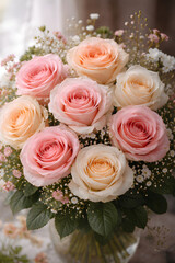 bouquet of roses on a table