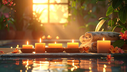 Warm candle spa background
