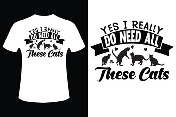 Funny cat lover t shirt design with feline silhouettes and humorous slogan
