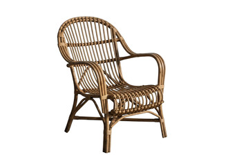 Wicker armchair with curved back and armrests