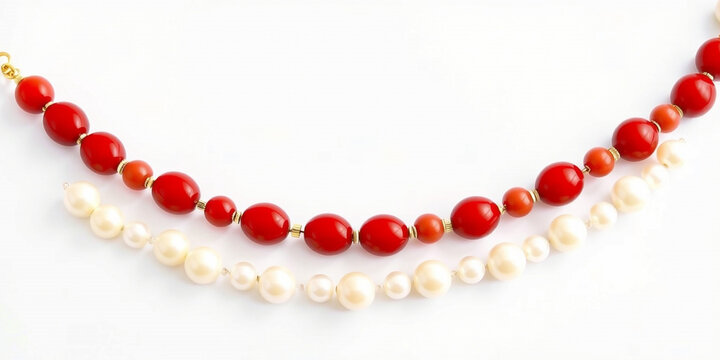 red beads on white background