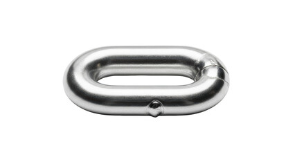 Single silver metal chain link isolated on black background steel