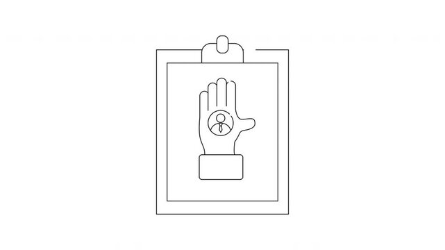 Handprint Identity Check - A Simple Line Art Illustration.