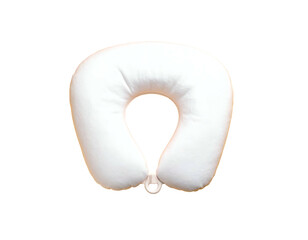 A white U-shaped cushion for neck support