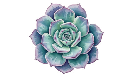 Obraz premium Watercolor succulent plant with teal and purple leaves on black background image