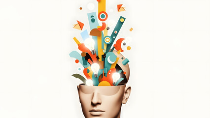 Surreal collage representing creativity and idea generation
