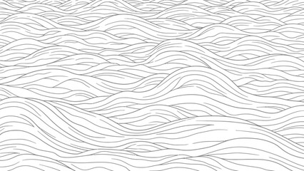 Obraz premium A captivating grayscale illustration depicting a continuous pattern of undulating wave forms across the entire frame