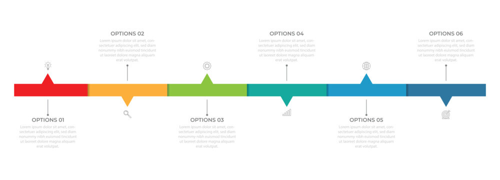 Business infographic 6 important events to success. Annual report, Business presentation template. Vector illustration.