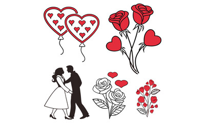 Valentine&rsquo;s-Day outline or line icon design bundle.