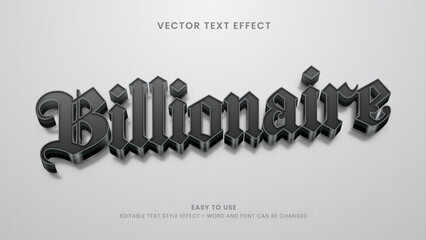 billionaire editable text effect 3d vector