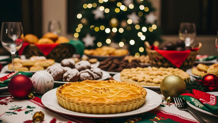 National freedom day celebrations with traditional holiday feast and dessert table