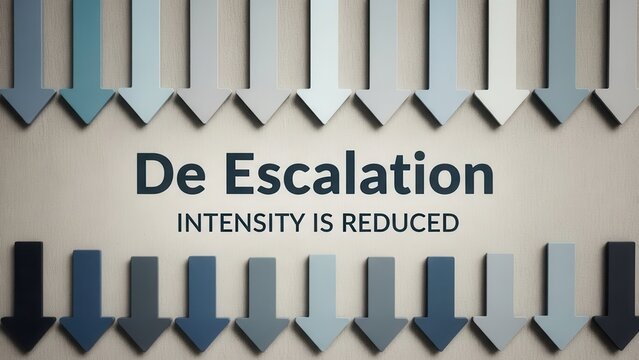 De Escalation concept with downward trending arrows