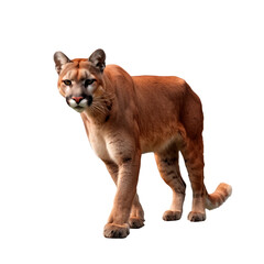 Obraz premium Realistic cougar standing in alert pose wildlife animal isolated on transparent background png element.