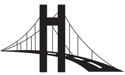 Obraz premium Simple bridge icon vector illustration,m creative bridge with wire