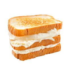 Toasted sandwich filled with smooth cream cheese, realistic food item isolated on transparent background.