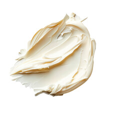 Whipped cream swirl served in small container, realistic dessert element isolated on transparent background.