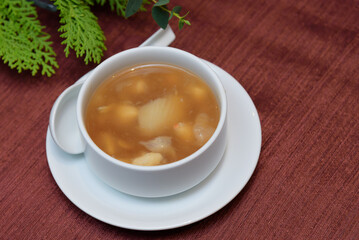 Shark fin soup in red sauce