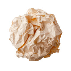 Crumpled paper ball with wrinkled texture in realistic style isolated on transparent background