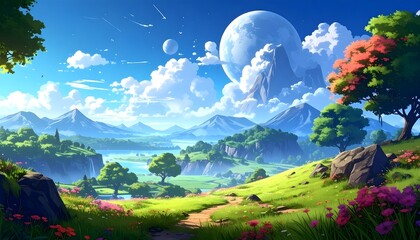 landscape with mountains