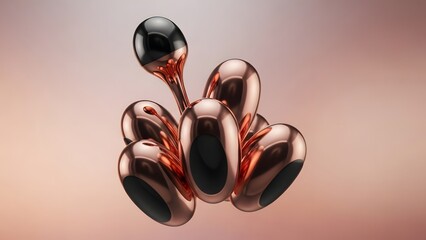 A cluster of shiny metallic objects with reflective surfaces