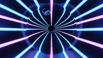 Vibrant Neon Light Tunnel with Abstract Glowing Particles Creating a Hypnotic Digital Wormhole Effect Representing HighSpeed Data Flow and Futuristic Connectivity in a Seamless Loop Background. - Powered by Adobe