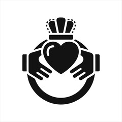 Clasped Hands With Crown And Heart