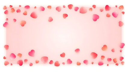 Obraz premium Pink and orange heart confetti border on light pink background isolated on white background