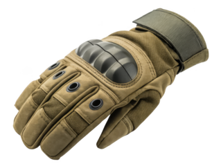 Tactical glove with knuckle protection on black background