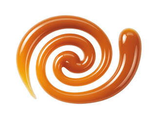 Orange caramel swirl spiral glossy isolated on a transparent background